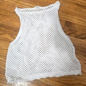 White Crochet Sleeveless Top From Garage Size XS Cropped Tank Crop Top